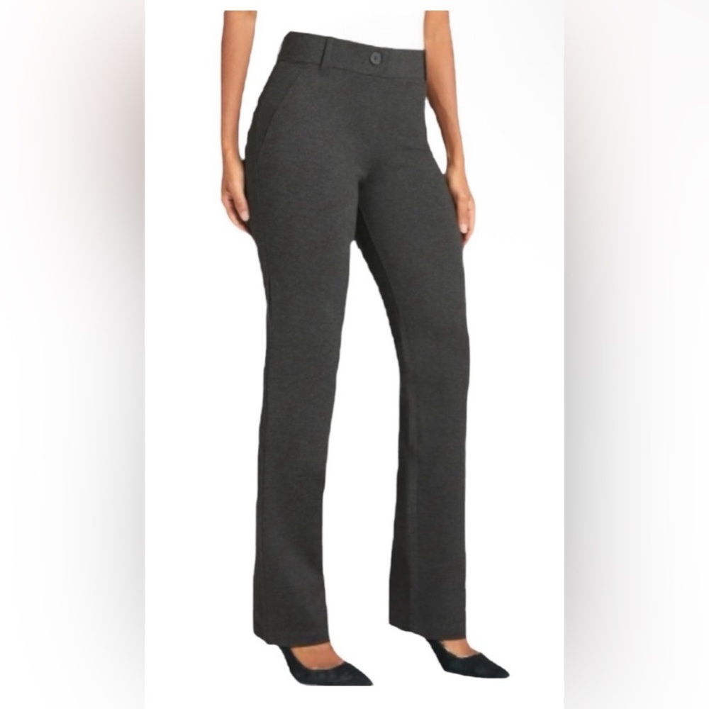 Betabrand Classic Dress Yoga Pant Straight Leg Charcoal Gray Medium Petite